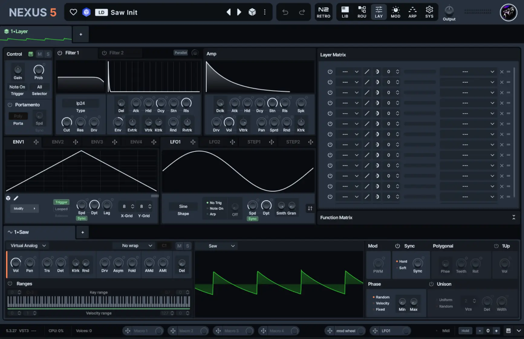 Nexus VST layers window